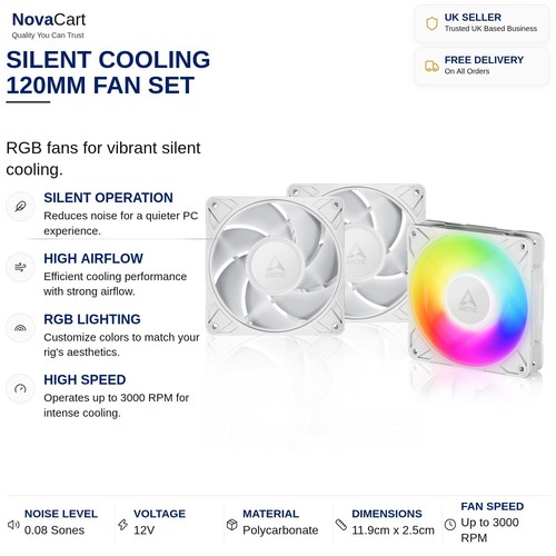 120mm rgb lüfter set - -, weiß
